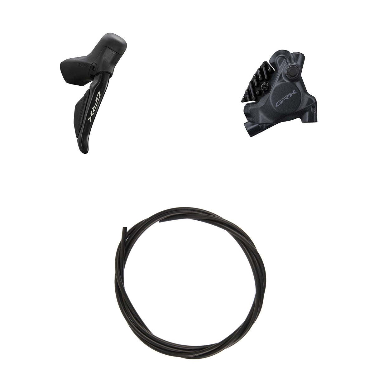 Kit Freno Disco Hidráulico Shimano GRX BR-RX410/ST-RX715 Trasero/Derecho Resina Aletas Sin Adaptador Latiguillo 1700mm Negro