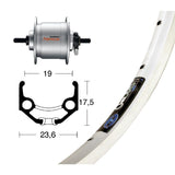 Vorderrad ZAC19 100mm Nabendynamo Shimano DH3N20 Aluminium Schwarz/Silber