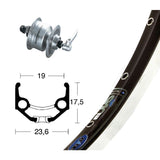 Vorderrad ZAC19 Schnellspanner Nabendynamo Shimano DH3N72 Aluminium Schwarz/Silber