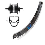 Vorderrad Exal ZX19 100mm Nabendynamo Shimano DH3N20 Aluminium Schwarz/Silber