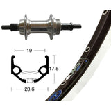 Rear Wheel Winora Rigid ZAC 19 Solid Axle 135mm 6/7s Black/Silver