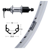 Hinterrad Winora Ryde ZAC 19 Shimano Acera T3000 8v Aluminium Silber