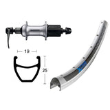 Hinterrad Winora Exal XP-19 Schnellspanner Shimano Acera T3000 8v Aluminium Silber