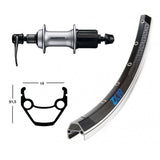 Hinterrad Winora Exal ZX19 Schnellspanner Shimano Acera T3000 8v Aluminium Schwarz/Silber